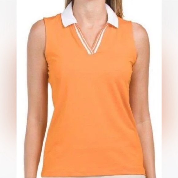 TOMMY BAHAMA GOLF ORANGE COLLARED SHIRT UPF WICKING - Picture 1 of 13